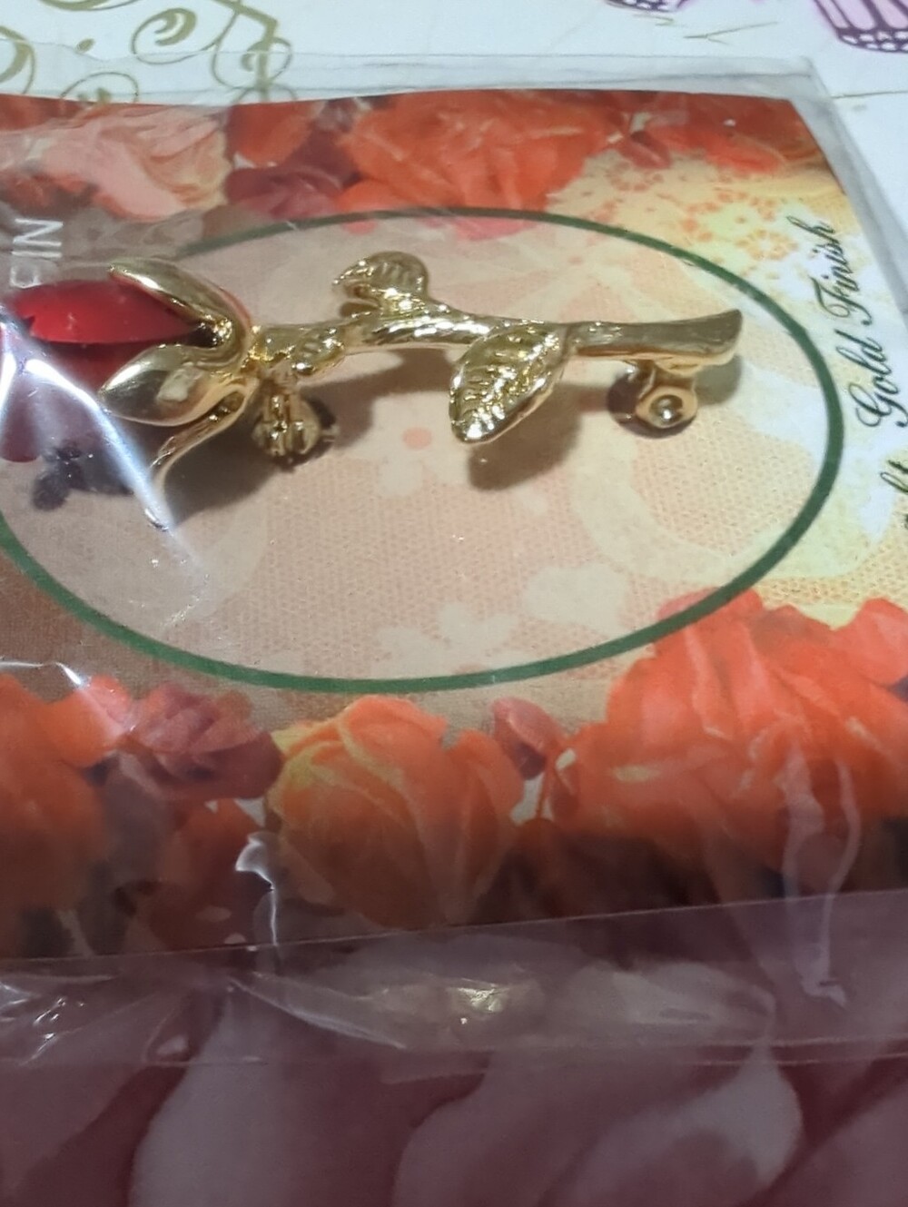 NWT The Petite Rosebud Pin. 18 Kt. Gold Finish - Picture 4 of 14